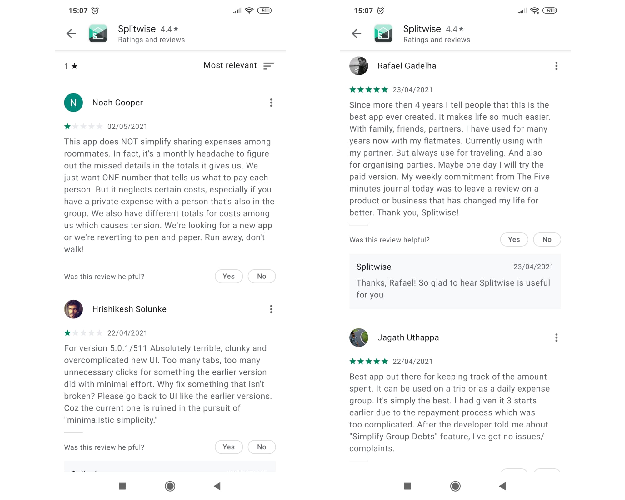 Splitwise Marketplace Reviews