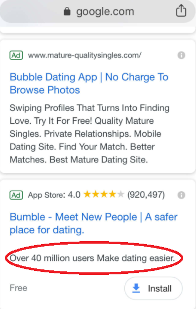 Bumble Google Search